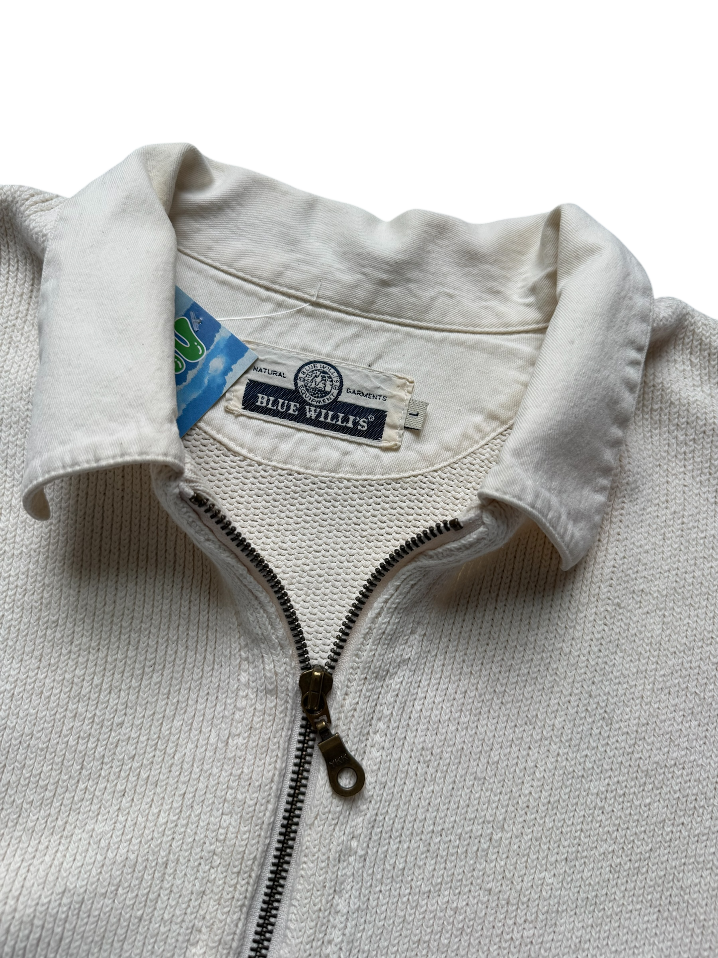 White Knit Long Sleeve Zip