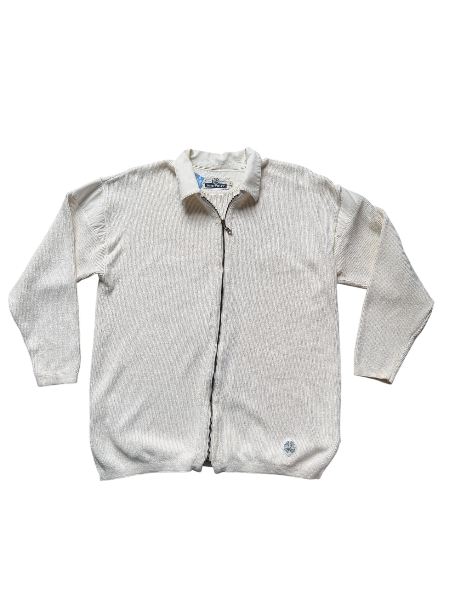 White Knit Long Sleeve Zip