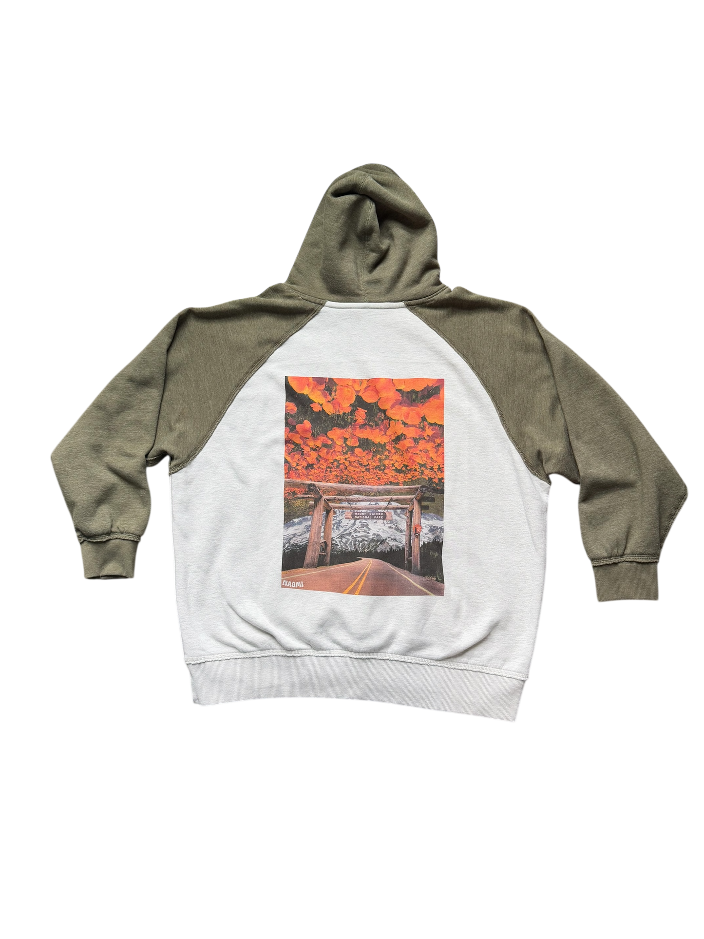 Olive Green Two Tone Hoodie