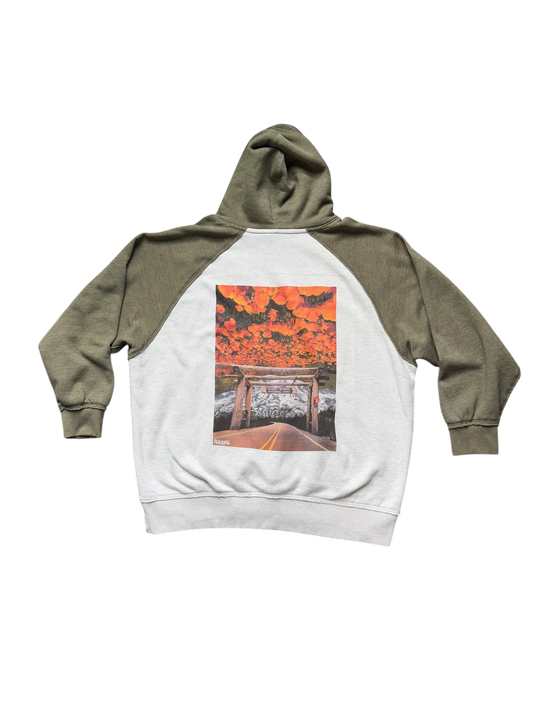 Olive Green Two Tone Hoodie