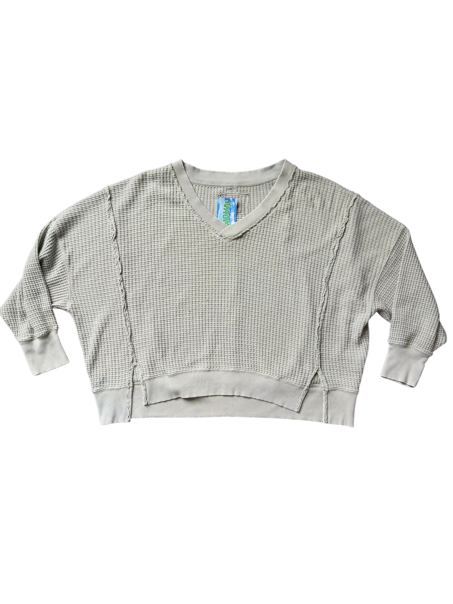 Muted Sage Green Waffle Knit Long Sleeve