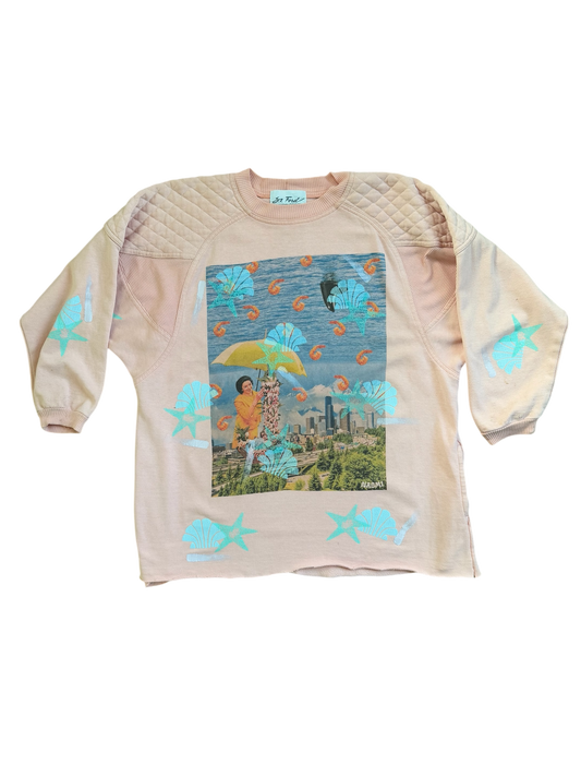 Vintage Pink Hand Painted Sweater