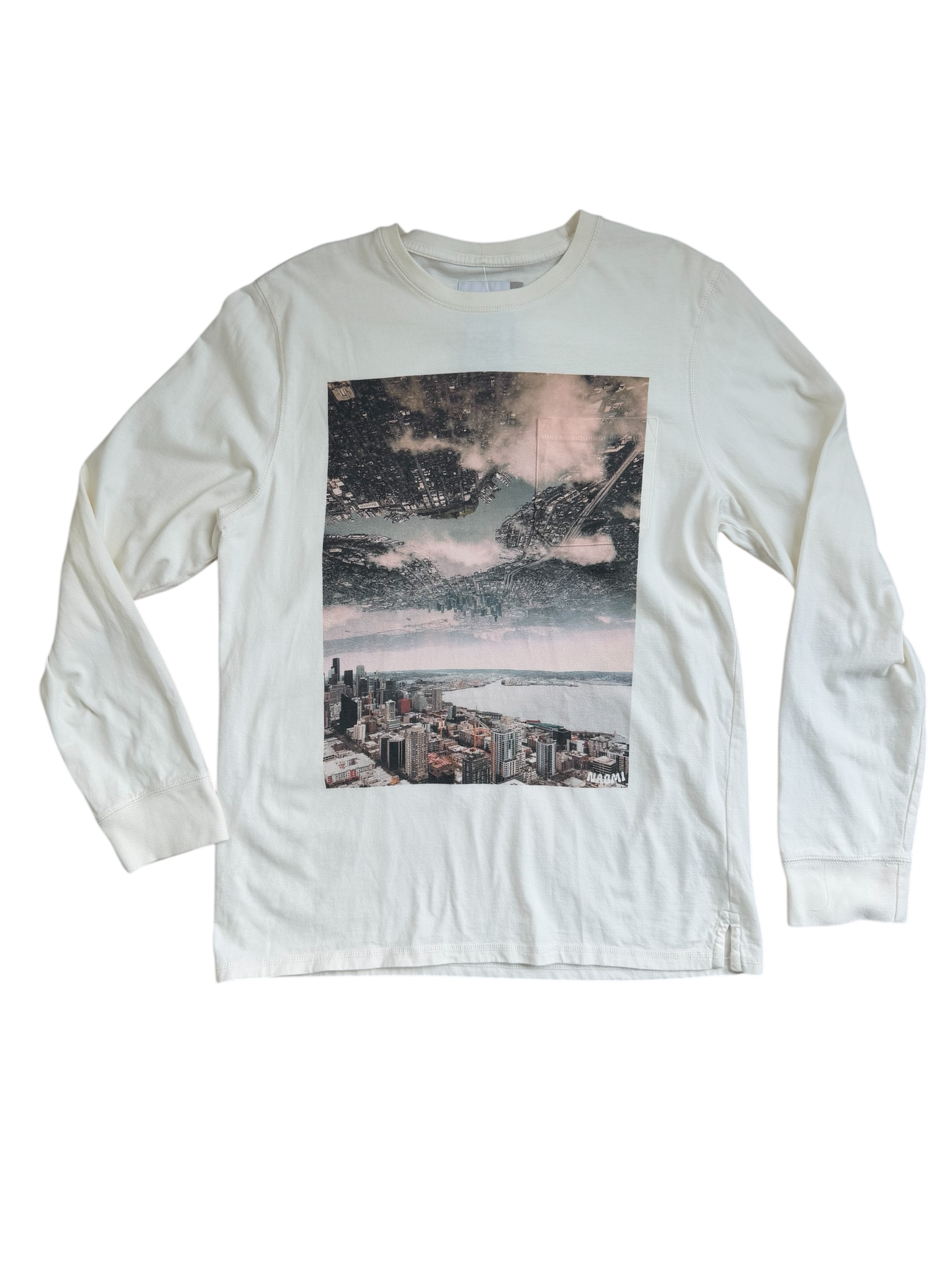Long Sleeve White Pocket Tee