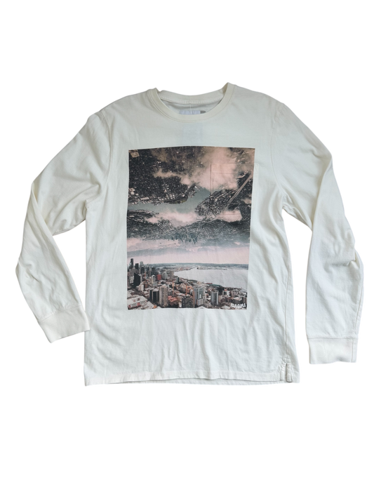 Long Sleeve White Pocket Tee